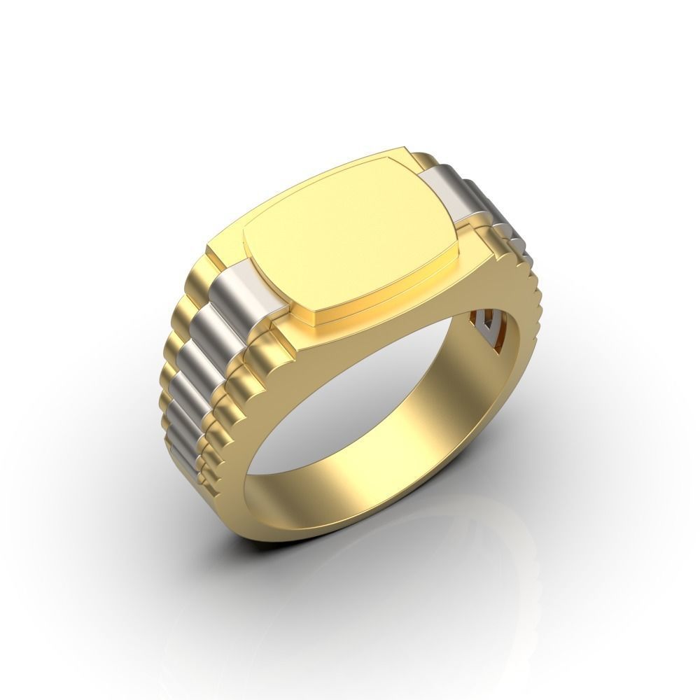 Dazzle Dime® Men's Slim Luxury Ring in 925 Sterling Silver with 18K Gold Cladding DAZZLE DIME®