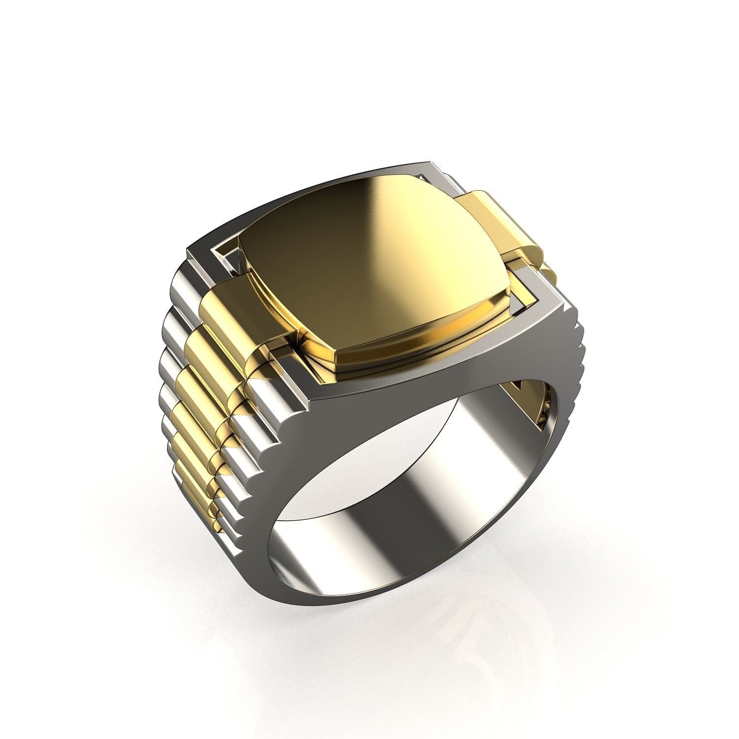 Dazzle Dime® Men's Luxury Ring in 925 Sterling Silver with 18K Gold Cladding DAZZLE DIME®