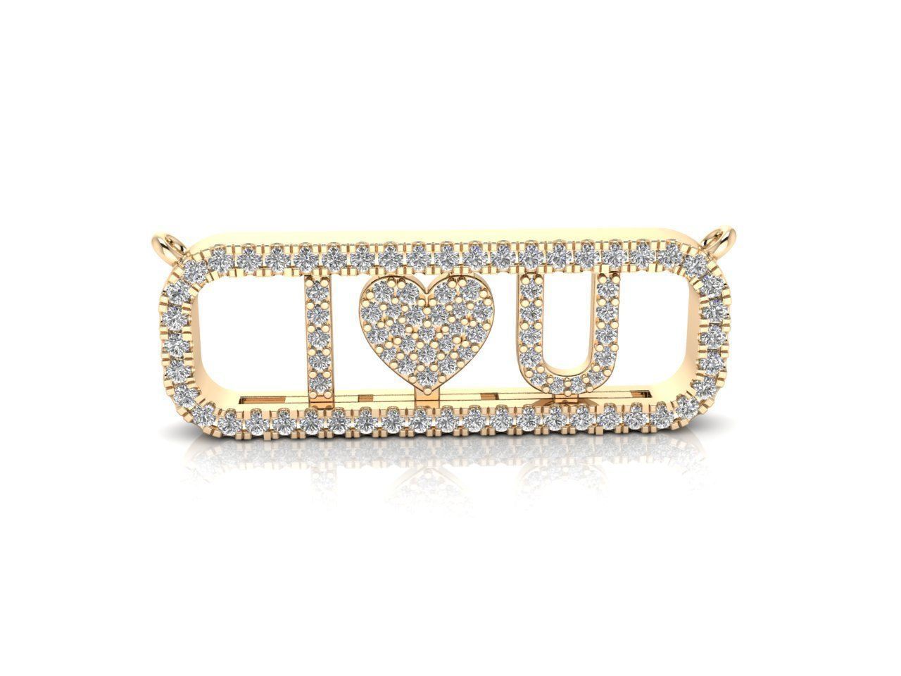 Dazzle Dime® "I Love You" Pendant in 925 Sterling Silver with Moissanite Gems and Matching Chain Dazzle Dime®