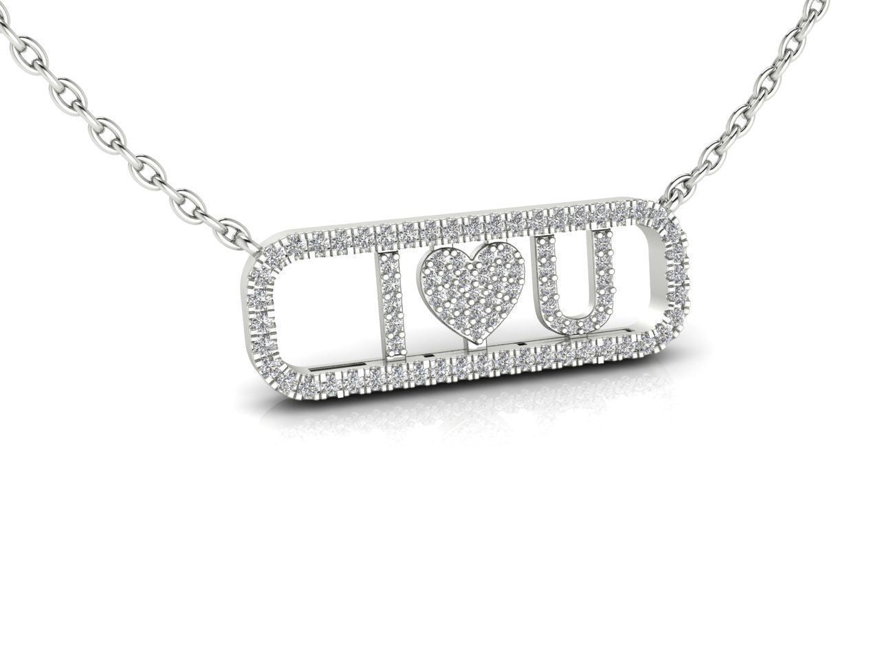 Dazzle Dime® "I Love You" Pendant in 925 Sterling Silver with Moissanite Gems and Matching Chain Dazzle Dime®