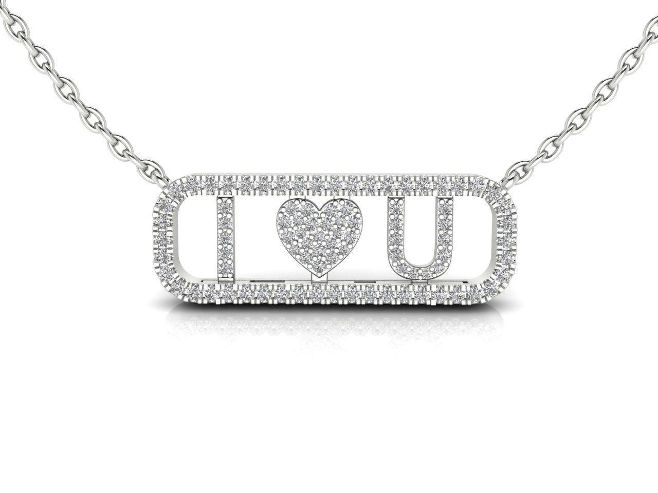 Dazzle Dime® "I Love You" Pendant in 925 Sterling Silver with Moissanite Gems and Matching Chain Dazzle Dime®