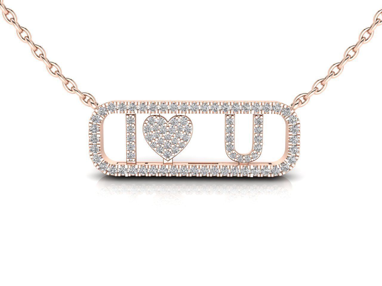 Dazzle Dime® "I Love You" Pendant in 925 Sterling Silver with Moissanite Gems and Matching Chain Dazzle Dime®