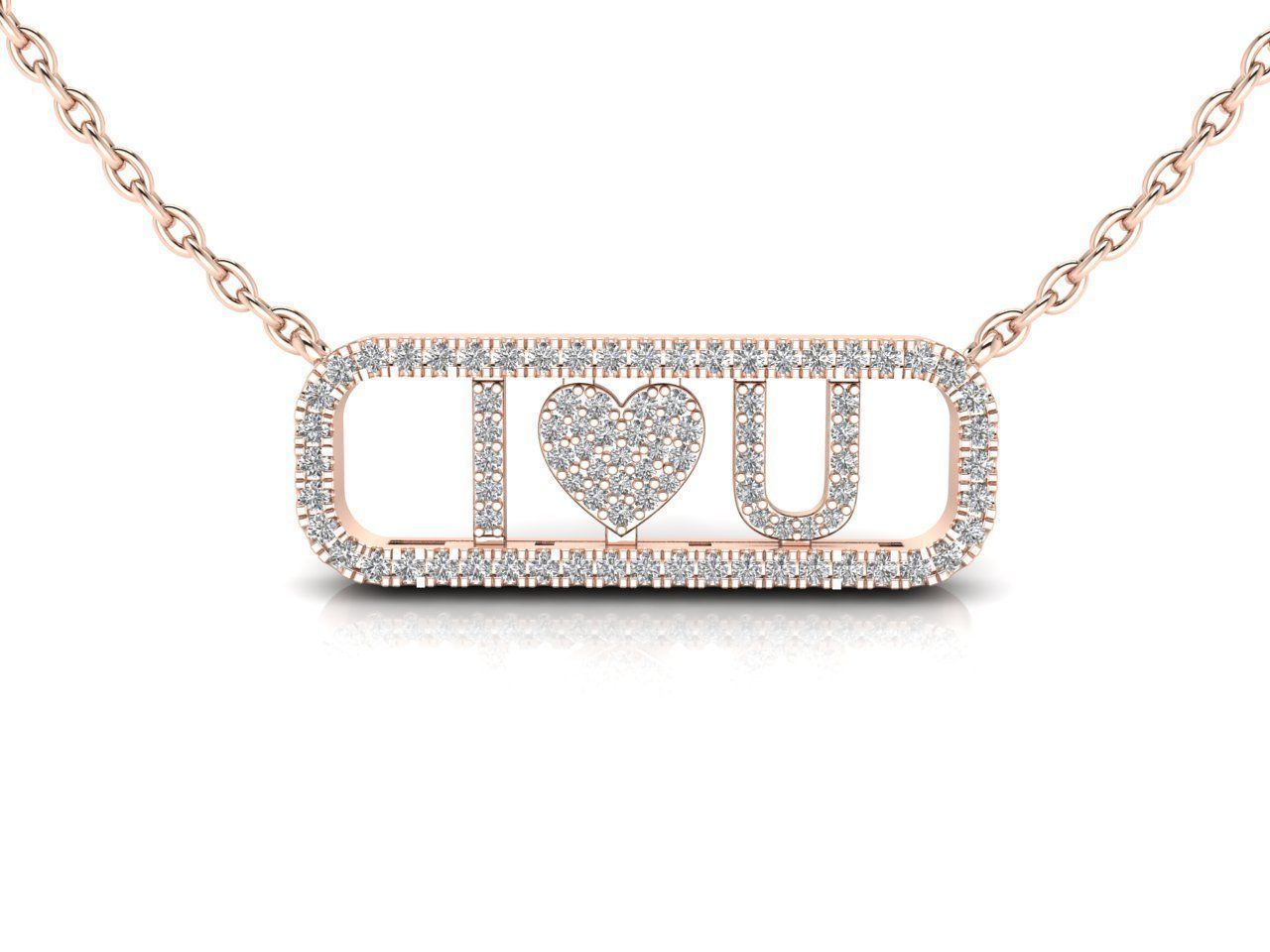 Dazzle Dime® "I Love You" Pendant in 925 Sterling Silver with Moissanite Gems and Matching Chain Dazzle Dime®