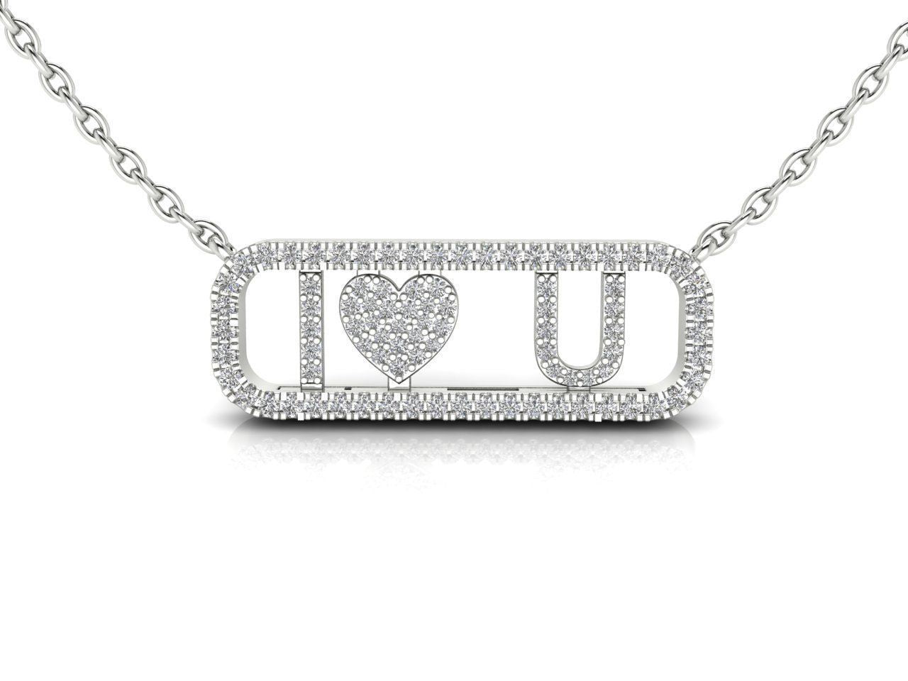 Dazzle Dime® "I Love You" Pendant in 925 Sterling Silver with Moissanite Gems and Matching Chain Dazzle Dime®
