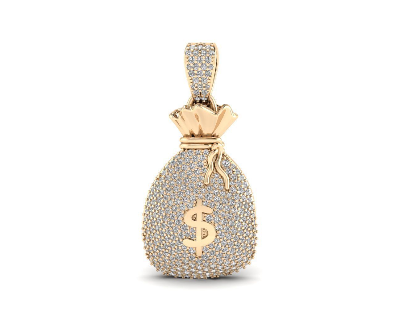 Dazzle Dime® Money Bag Pendant in 925 Sterling Silver with Lab-Grown Diamond Gems and Matching Chain Dazzle Dime®