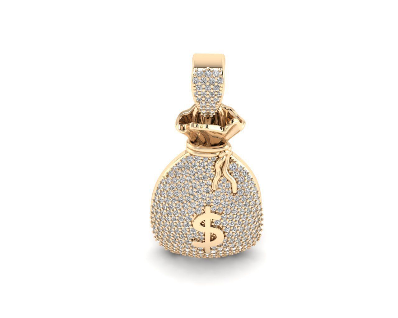Dazzle Dime® Money Bag Pendant in 925 Sterling Silver with Lab-Grown Diamond Gems and Matching Chain Dazzle Dime®