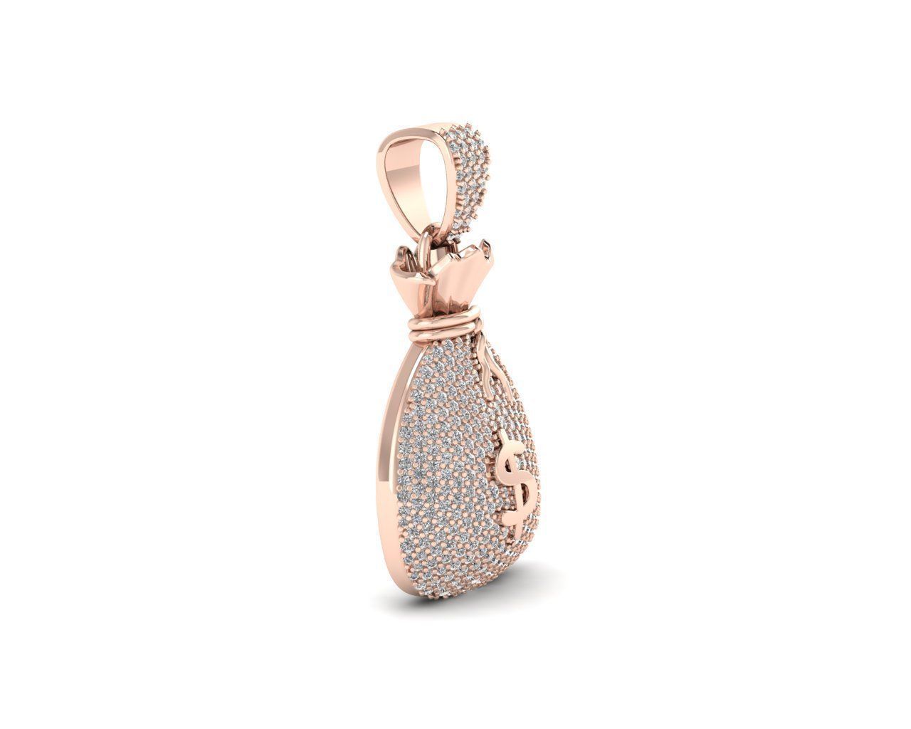 Dazzle Dime® Money Bag Pendant in 925 Sterling Silver with Lab-Grown Diamond Gems and Matching Chain Dazzle Dime®