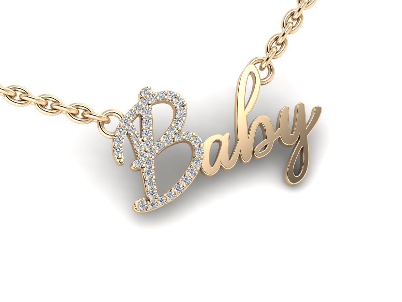 Dazzle Dime® Custom Baby Name Pendant in 925 Sterling Silver with Lab-Grown Diamonds and Matching Chain Dazzle Dime®