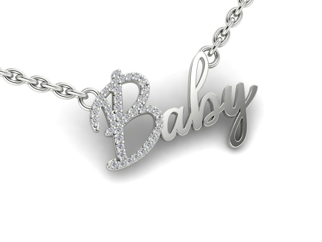 Dazzle Dime® Custom Baby Name Pendant in 925 Sterling Silver with Lab-Grown Diamonds and Matching Chain Dazzle Dime®