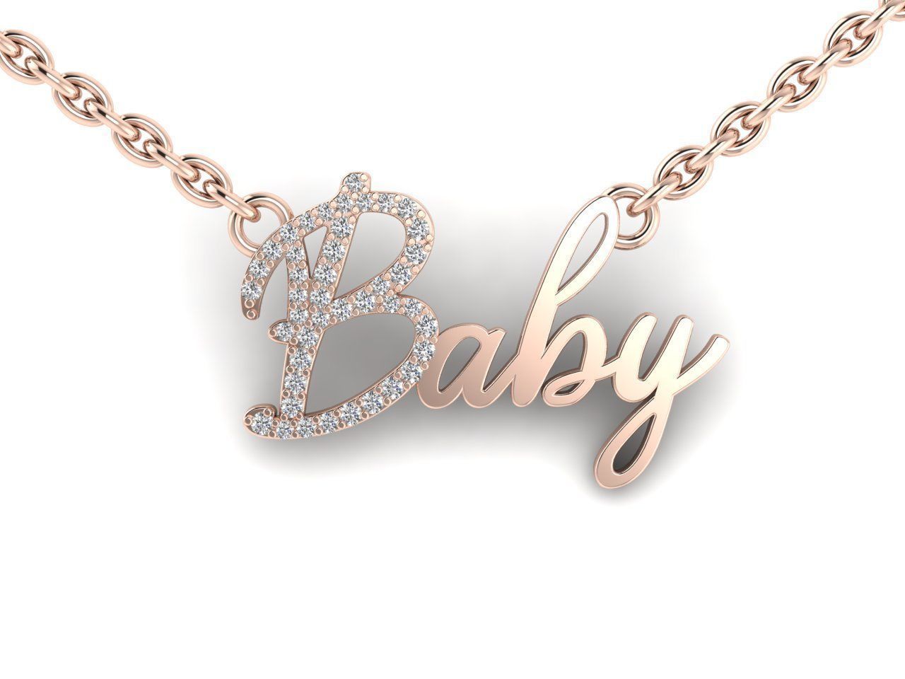 Dazzle Dime® Custom Baby Name Pendant in 925 Sterling Silver with Lab-Grown Diamonds and Matching Chain Dazzle Dime®