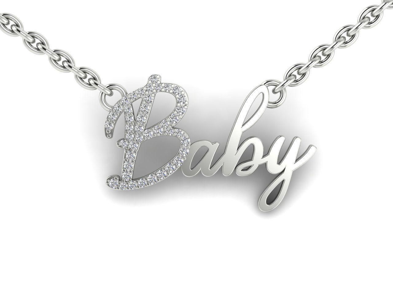Dazzle Dime® Custom Baby Name Pendant in 925 Sterling Silver with Lab-Grown Diamonds and Matching Chain Dazzle Dime®