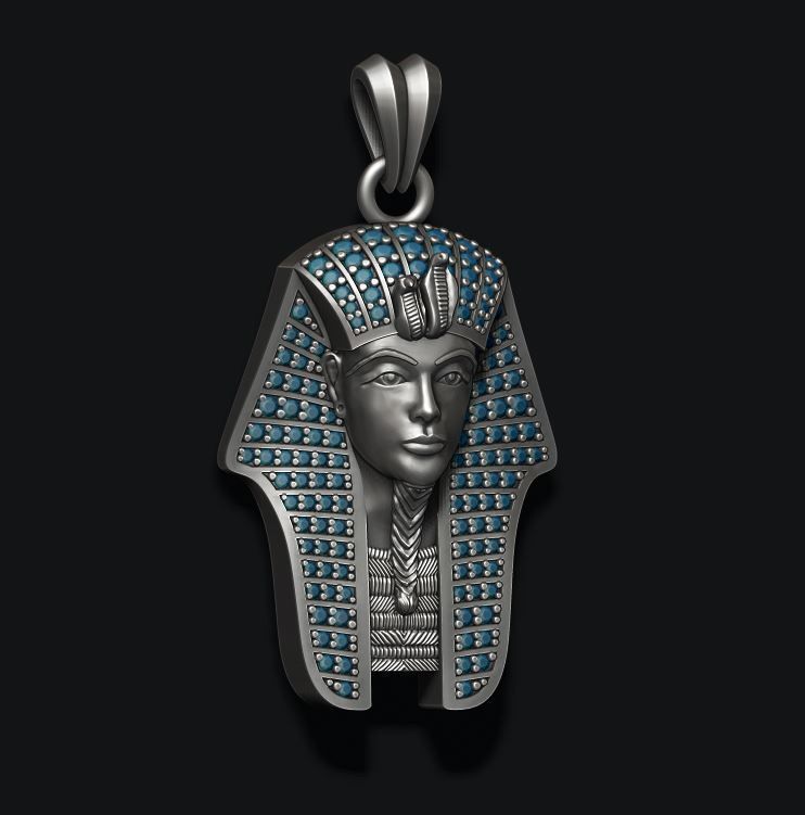 Dazzle Dime Pharaoh Pendant with Gems The Sovereign Elegance of Ancient Egypt DAZZLE DIME®