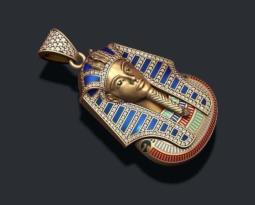Pharaoh Pendant with Gems and Enamel