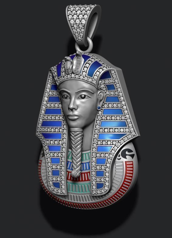 Pharaoh Pendant with Gems and Enamel