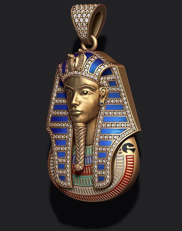 Pharaoh Pendant with Gems and Enamel