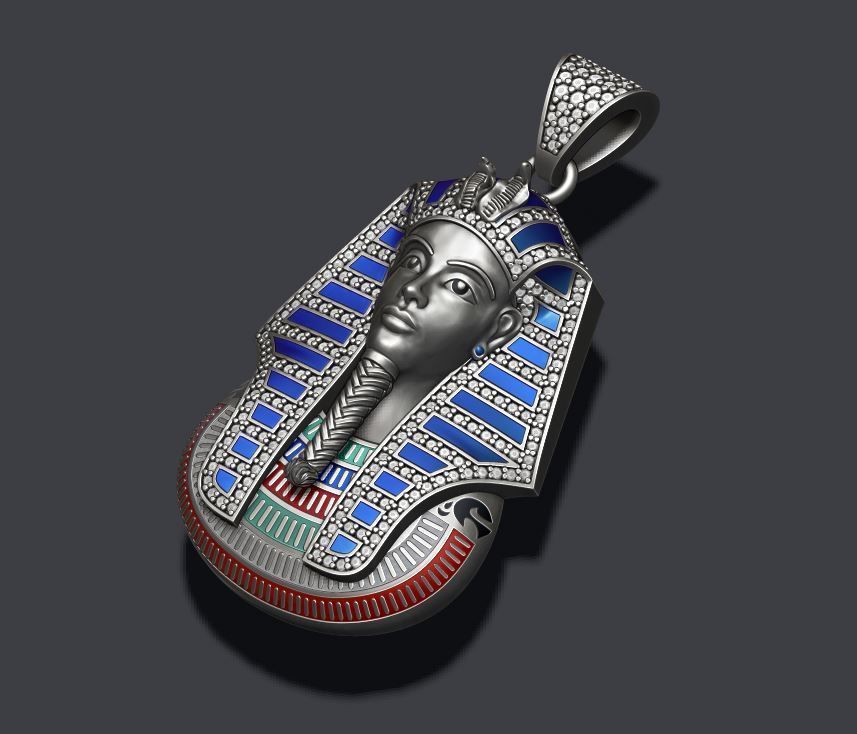 Pharaoh Pendant with Gems and Enamel