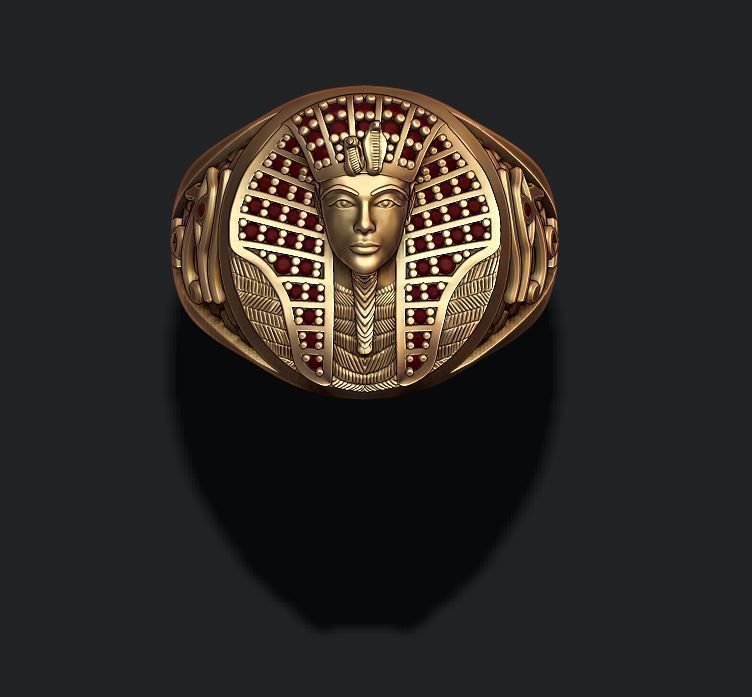 Dazzle Dime Pharaoh Ring with Gems Regal Splendour in a Timeless Design 925 Sterling Silver Base 18k Gold Plated DAZZLE DIME®