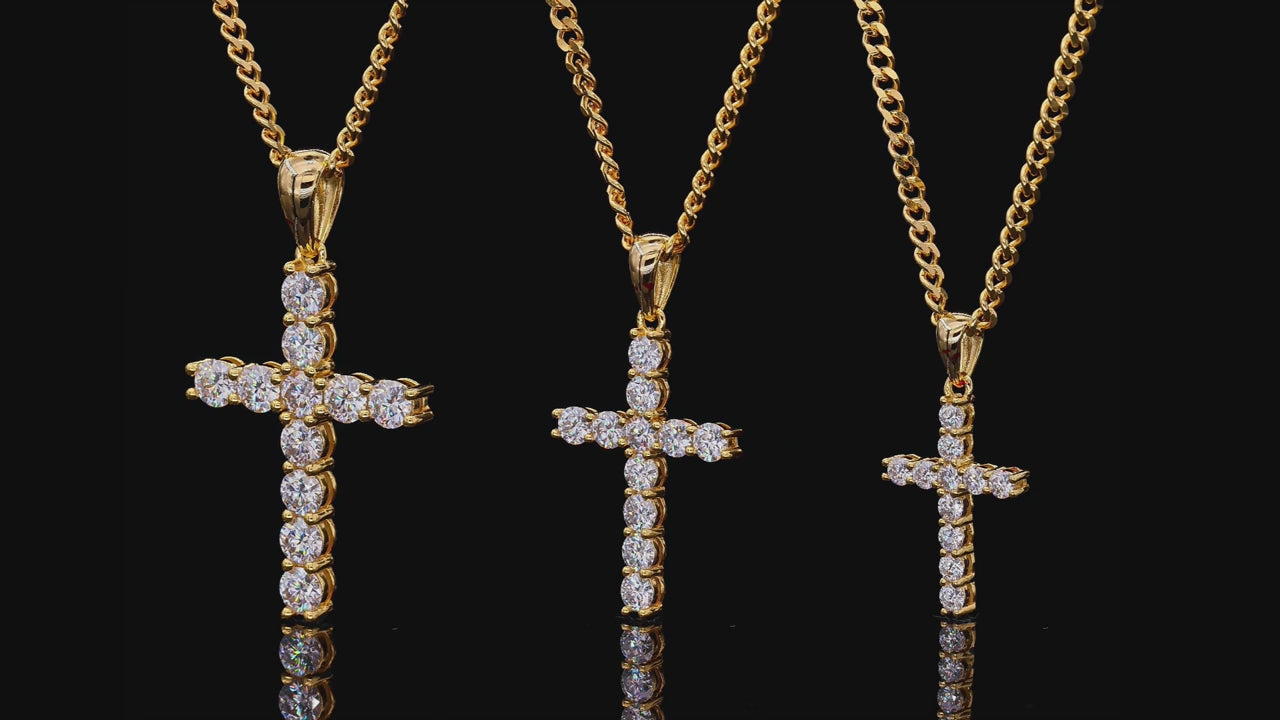 Dazzle Dime Hip-Hop Fashion S925 Sterling Silver Full Moissanite Cross Pendant Necklace – Unisex Jewelry