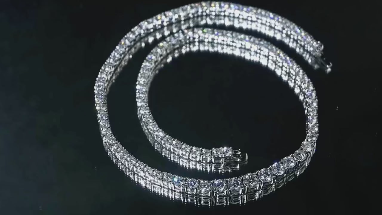 Dazzle Dime S925 Moissanite Tennis Necklace 18K White Gold Plated with 925 Sterling Hallmarking and GRA Certification