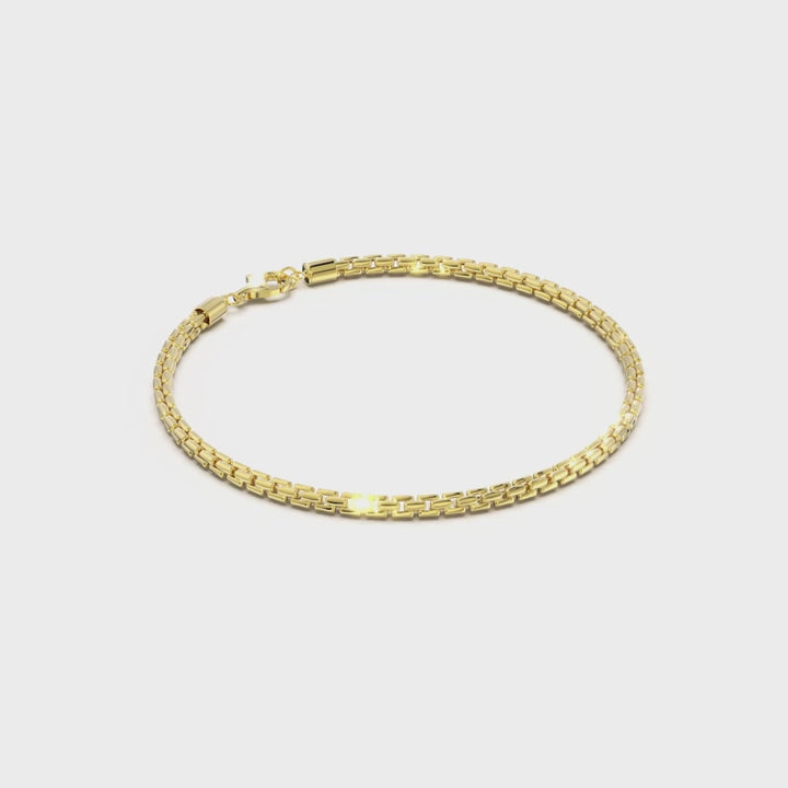 Dazzle Dime® Italian 3mm Round Box Chain Bracelet for Men | S925 Sterling Silver Hand Chain