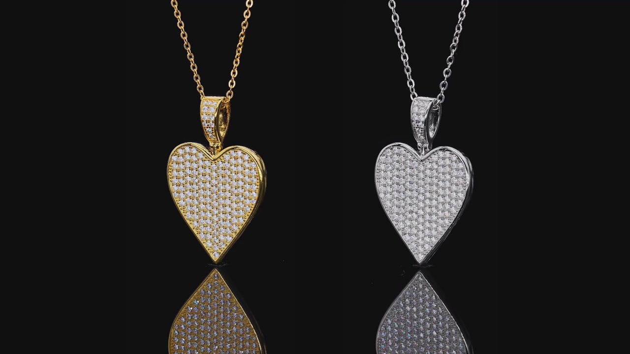 Dazzle Dime Hip-Hop Men’s Poker Hearts Necklace – 925 Sterling Silver with Moissanite Pendant
