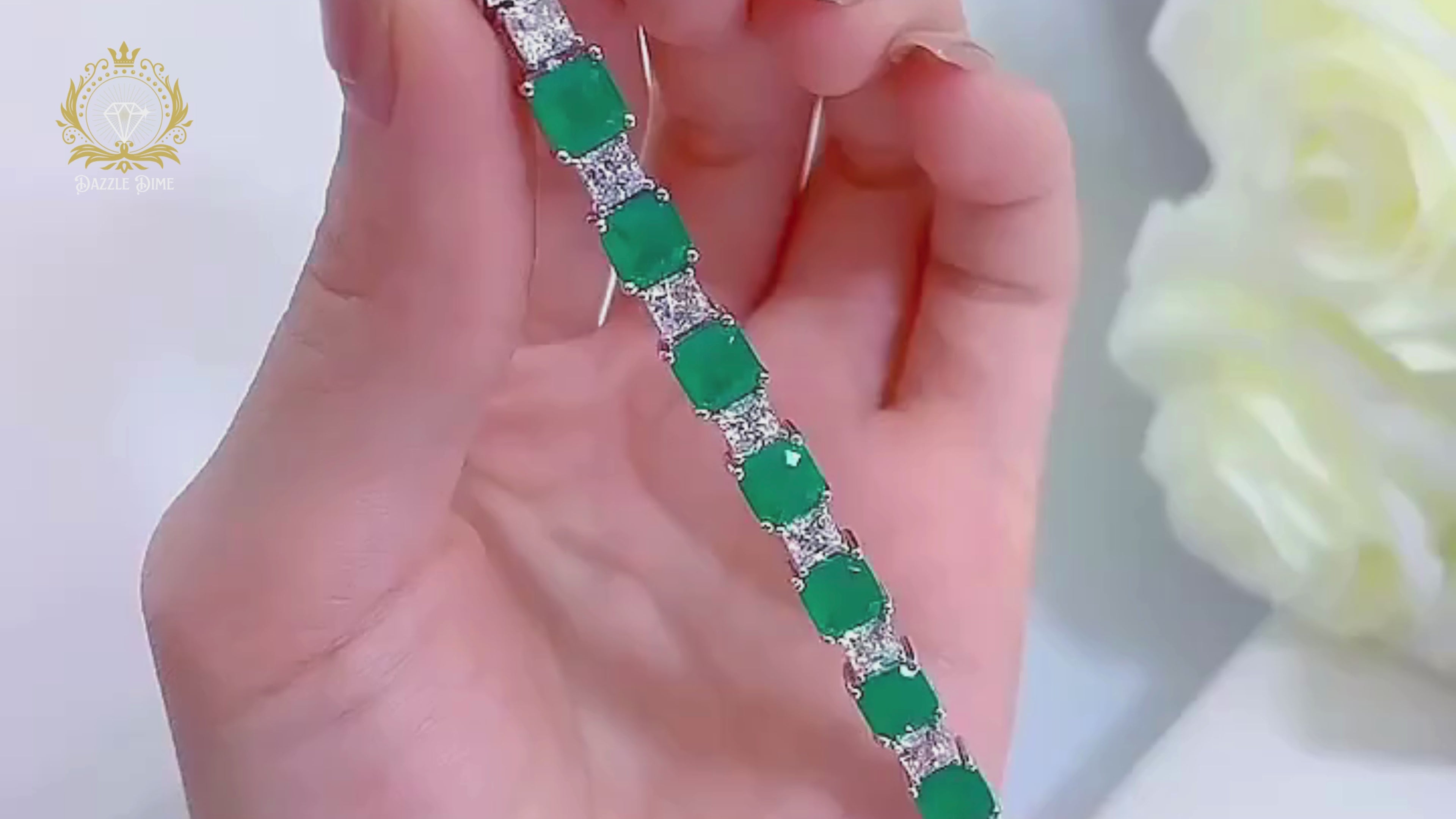 Women's 925 Sterling Silver Emerald or Ruby Bracelet – High-Carbon Diamond Accents, 16-18cm, Fine Jewelry for Special Occasions