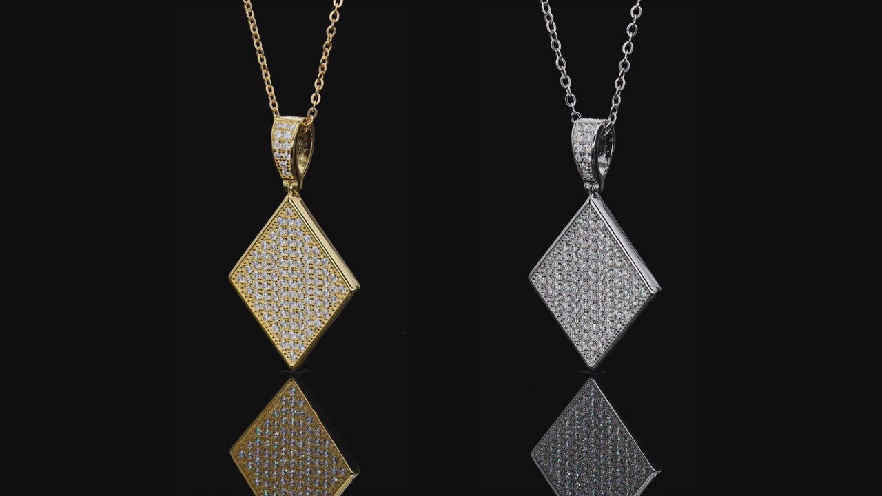Dazzle Dime Hip-Hop Unisex Poker Diamond Block Pendant – 925 Sterling Silver with 18K Gold Plating and Moissanite