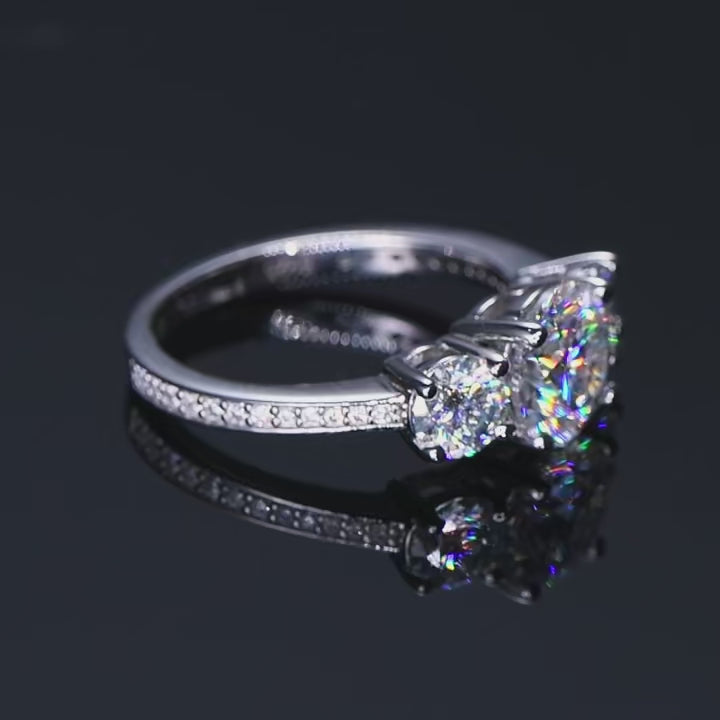 Dazzle Dime 925 Sterling Silver Engagement Ring D3.0CT D Color Moissanite Rings Women Jewelry GRA Certified