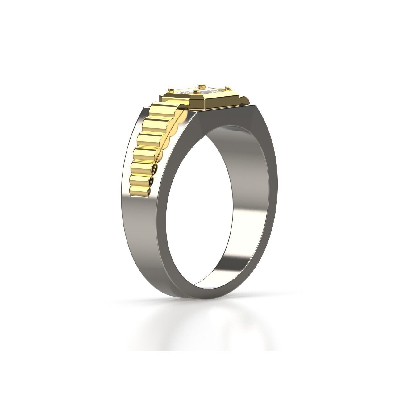Dazzle Dime® Men's Luxury Ring in 925 Sterling Silver with Emerald-Cut Lab-Grown Emerald DAZZLE DIME®