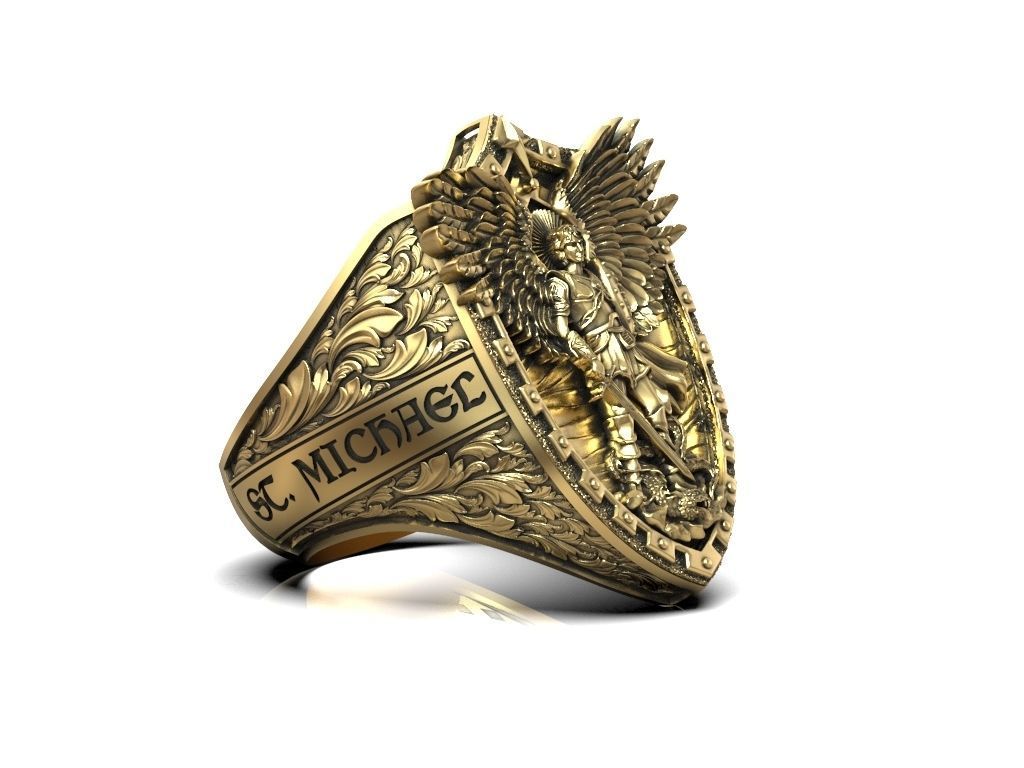 Dazzle Dime 925 Sterling Silver Base 18k Gold Plated St Archangel Michael Inspired Protection Ring 18K Gold Plated DAZZLE DIME®