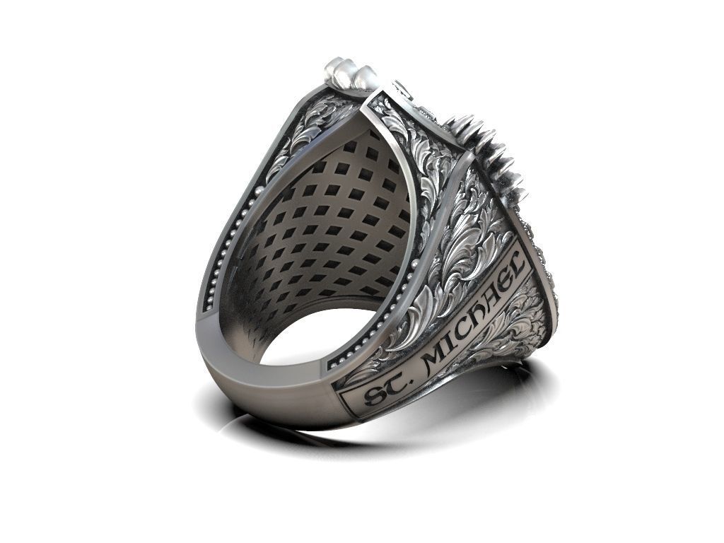 Dazzle Dime 925 Sterling Silver Base 18k Gold Plated St Archangel Michael Inspired Protection Ring 18K Gold Plated DAZZLE DIME®