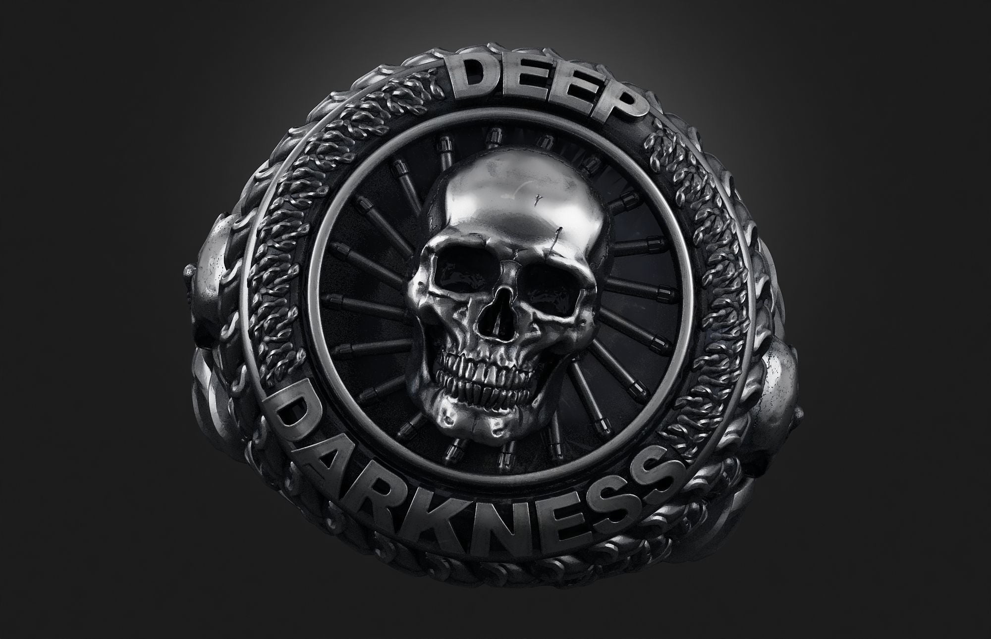 Dazzle Dime 925 Sterling Silver Base 18k Gold Plated Skull Biomechanical Ring Unleash the Dark Side DAZZLE DIME®