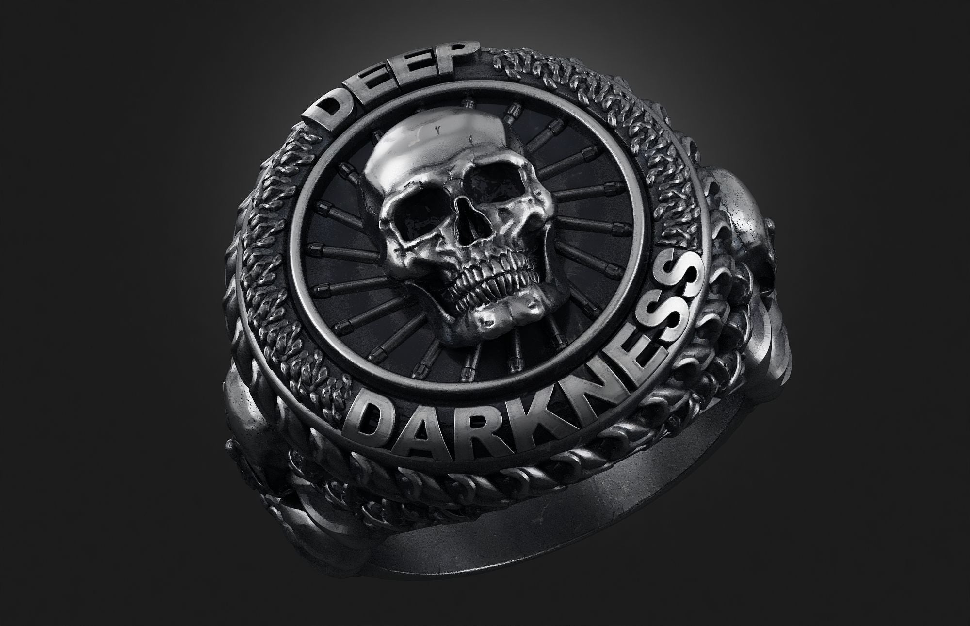 Dazzle Dime 925 Sterling Silver Base 18k Gold Plated Skull Biomechanical Ring Unleash the Dark Side DAZZLE DIME®