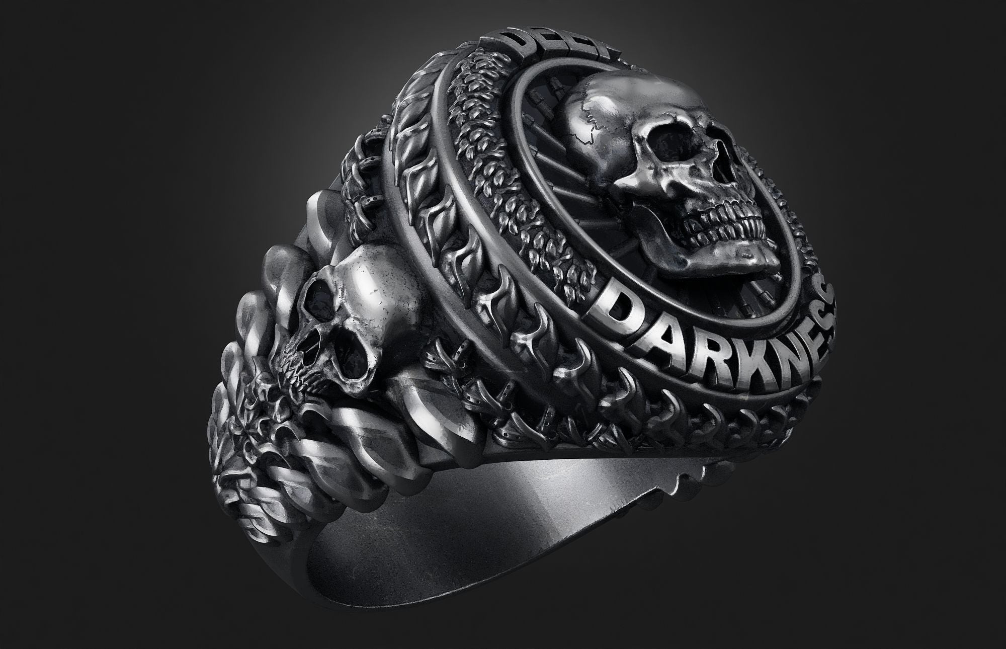 Dazzle Dime 925 Sterling Silver Base 18k Gold Plated Skull Biomechanical Ring Unleash the Dark Side DAZZLE DIME®