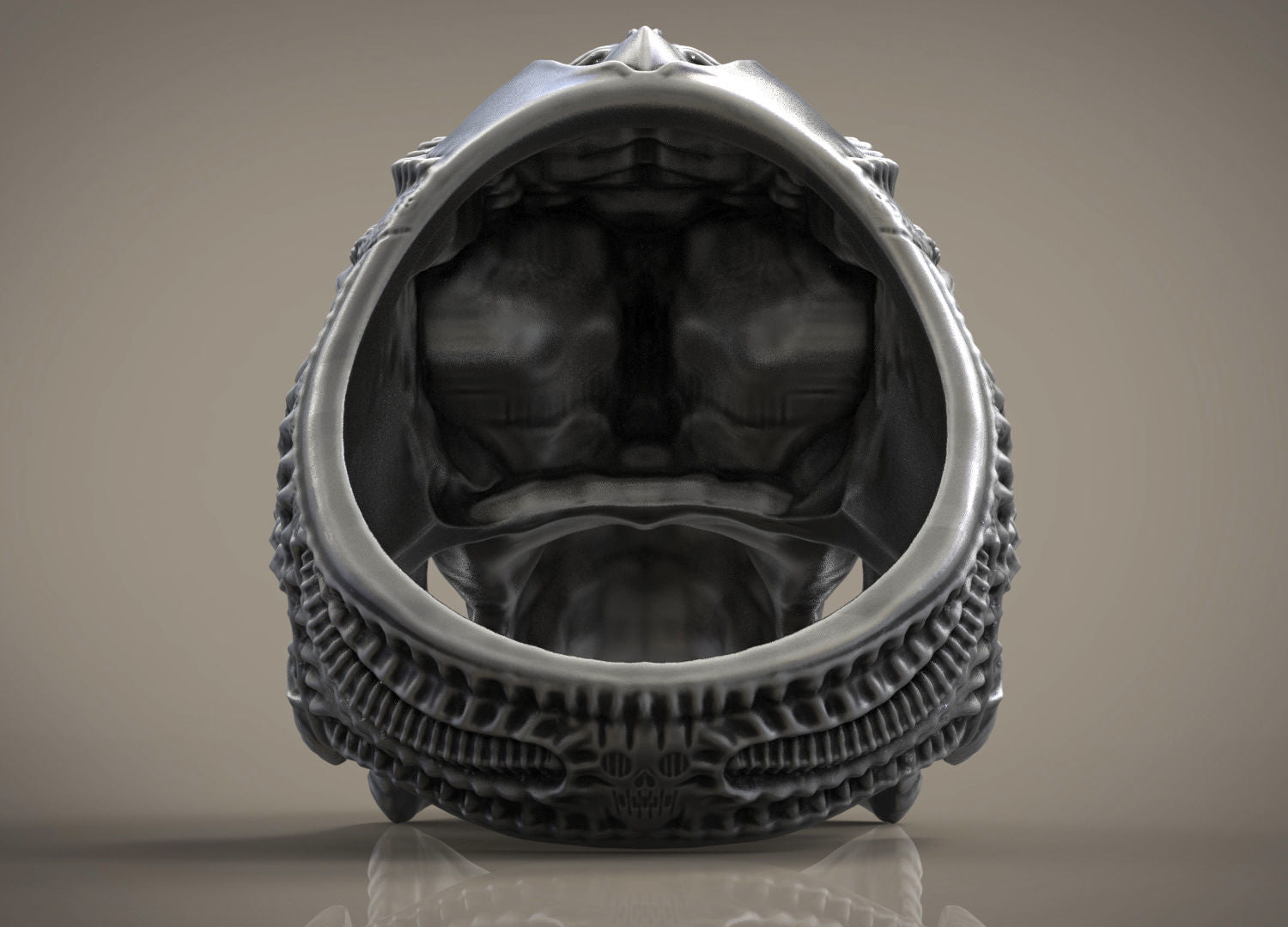Dazzle Dime 925 Sterling Silver Base 18k Gold Plated Skull Biomechanical Ring Unleash the Dark Side DAZZLE DIME®