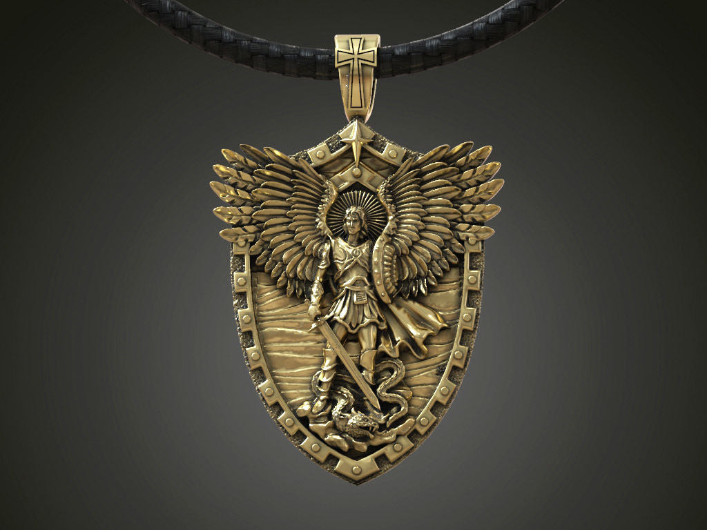 Dazzle Dime S925 Base 18k Gold Plated St Archangel Michael Pendant Inspired by Arch Angel Michael Protection Pendant 18K Gold Plated DAZZLE DIME®