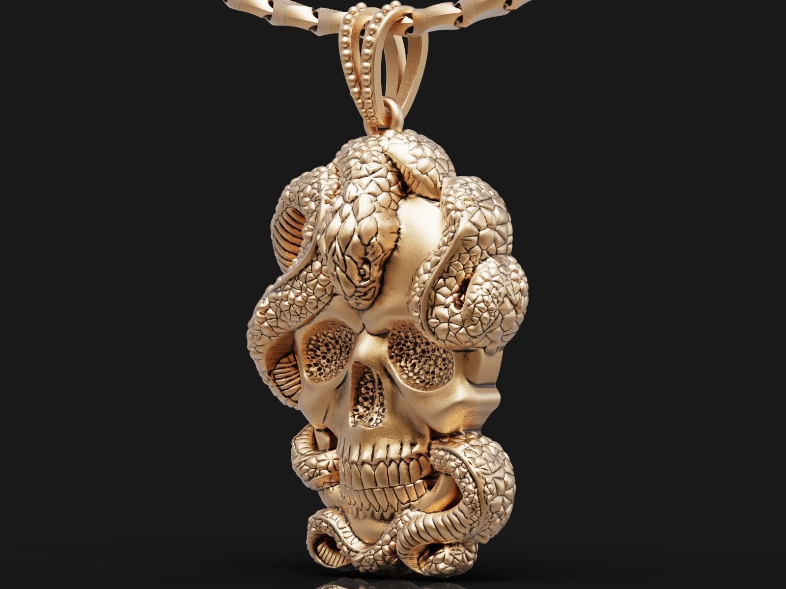 Dazzle Dime 925 Sterling Silver Base 18k Gold Plated Skull and Snake Pendant 18k White and Yellow Gold Cladding with Sterling Silver Base - Dazzle Dime