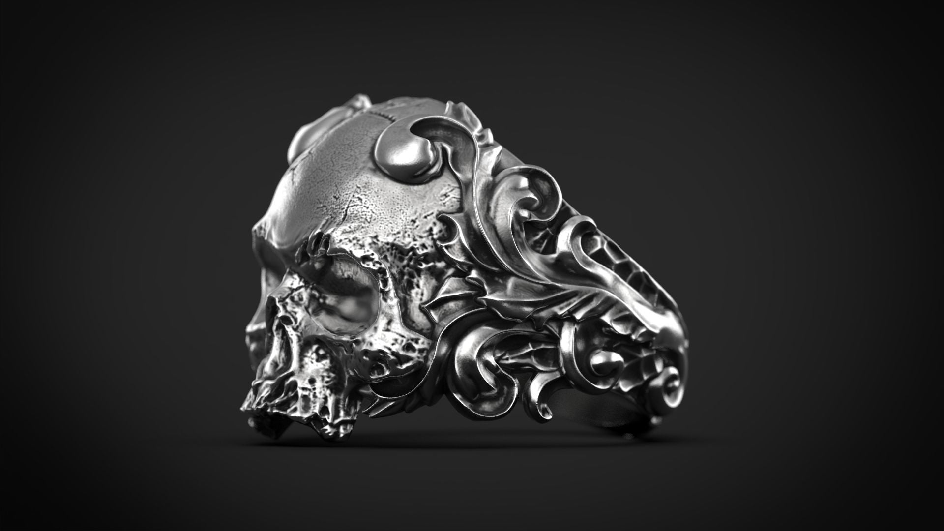 Dazzle Dime 925 Sterling Silver Base 18k Gold Plated Skull Biomechanical Ring Unleash the Dark Side DAZZLE DIME®