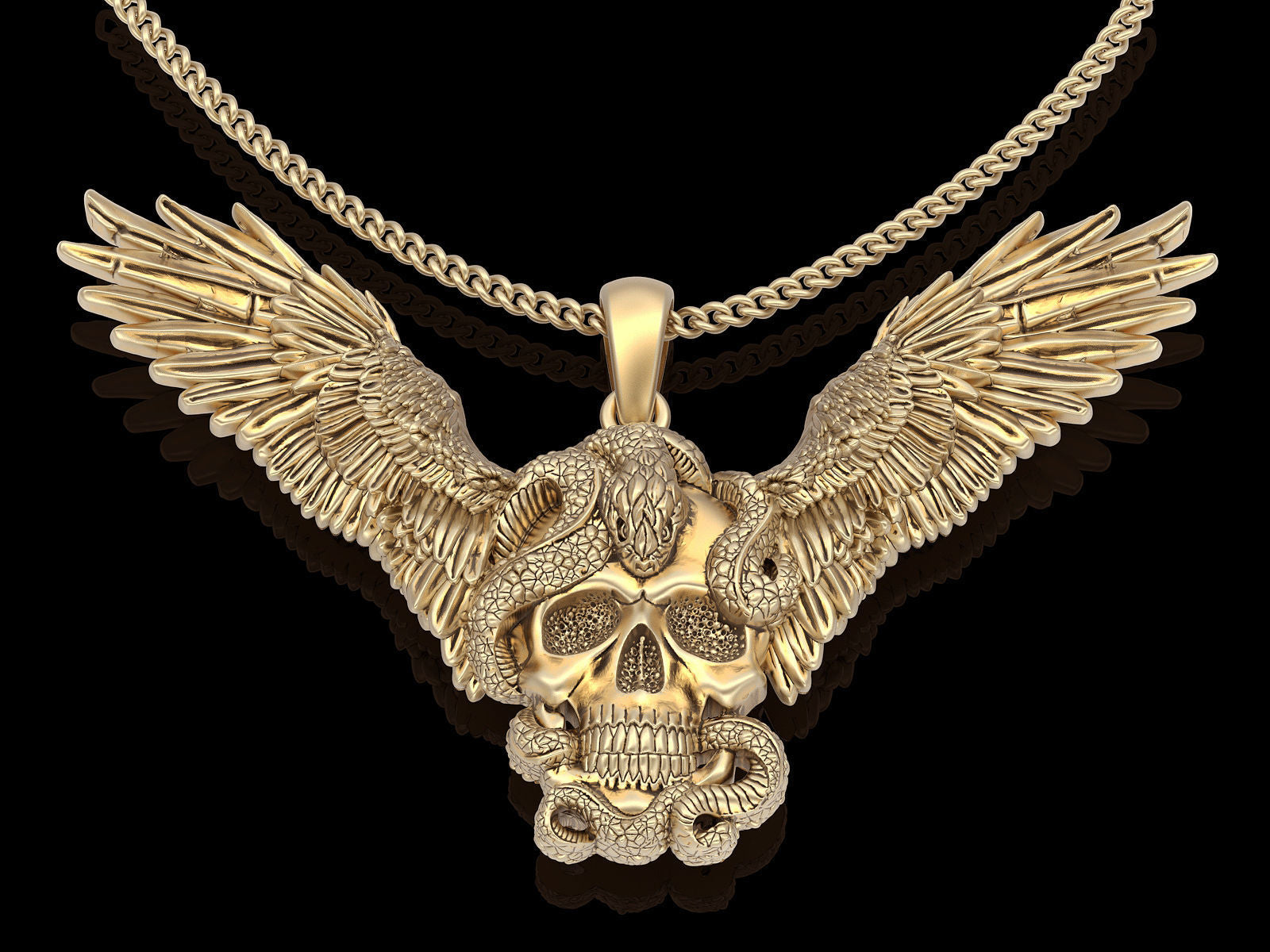 Skull Snake Wings Pendant Embrace Bold Symbolism - Dazzle Dime