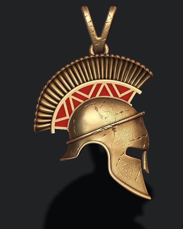 Dazzle Dime 925 Sterling Silver Base 18k Gold Plated Spartan Helmet Pendant with Chain A Bold Emblem of Ancient Valour DAZZLE DIME®