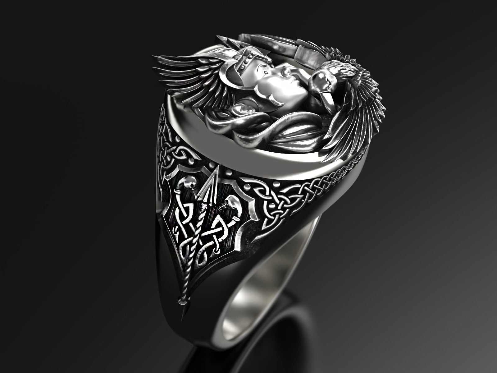 Dazzle Dime 925 Sterling Silver Base 18k Gold Plated Valkyrie Ring A Tribute to the Shieldmaidens of Valhalla - Dazzle Dime
