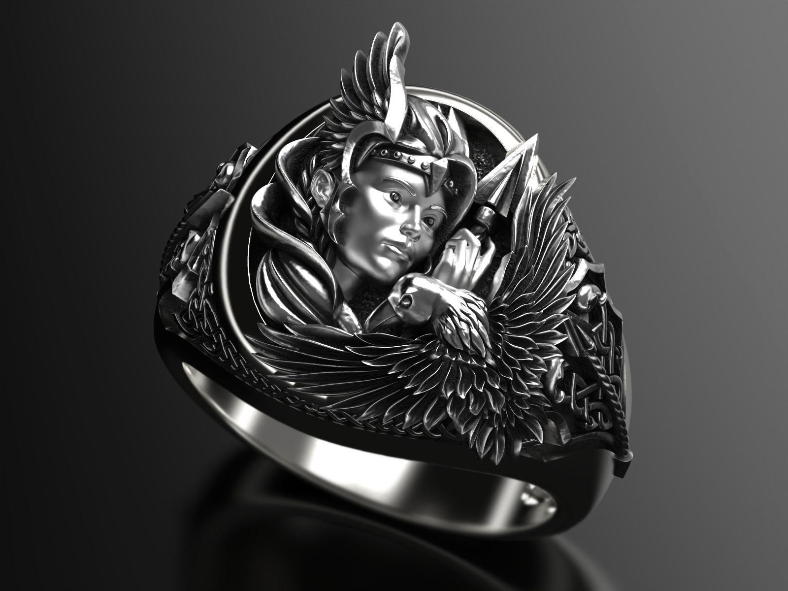 Dazzle Dime 925 Sterling Silver Base 18k Gold Plated Valkyrie Ring A Tribute to the Shieldmaidens of Valhalla - Dazzle Dime