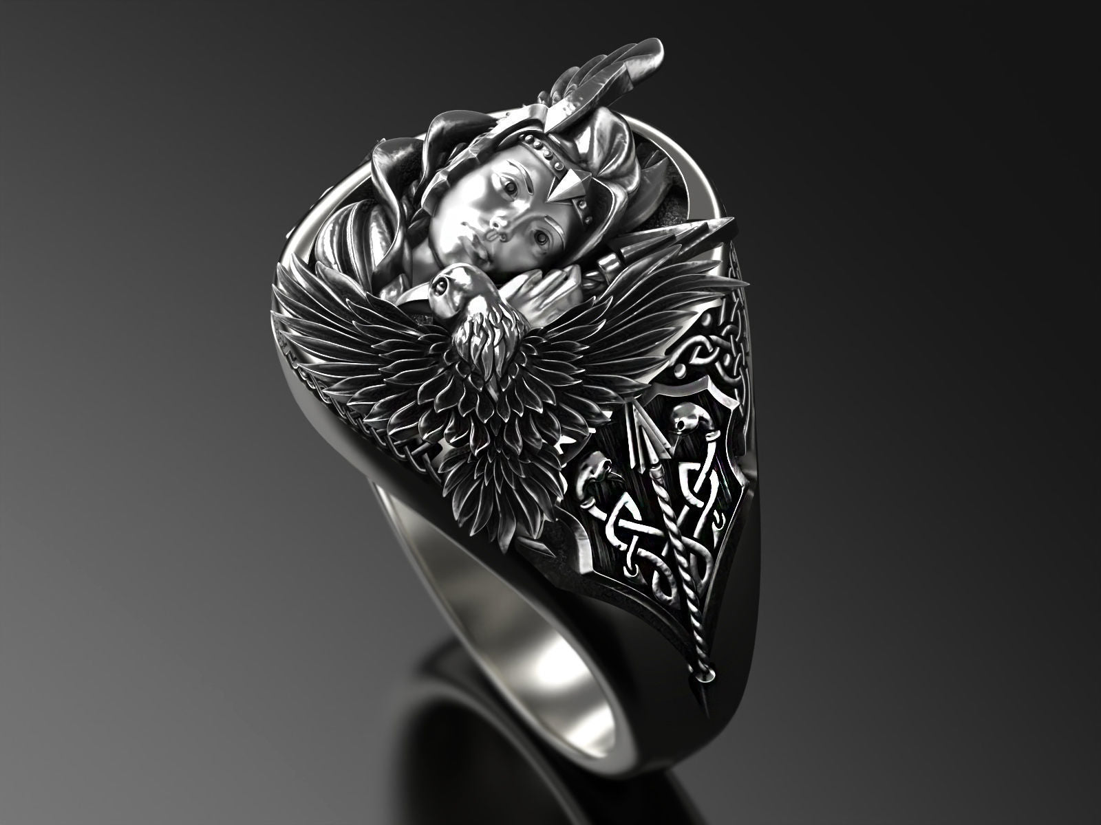 Dazzle Dime 925 Sterling Silver Base 18k Gold Plated Valkyrie Ring A Tribute to the Shieldmaidens of Valhalla - Dazzle Dime