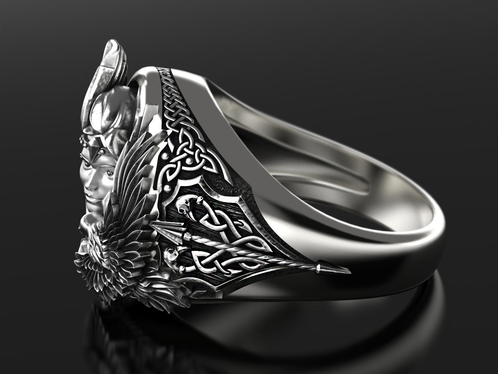 Dazzle Dime 925 Sterling Silver Base 18k Gold Plated Valkyrie Ring A Tribute to the Shieldmaidens of Valhalla - Dazzle Dime
