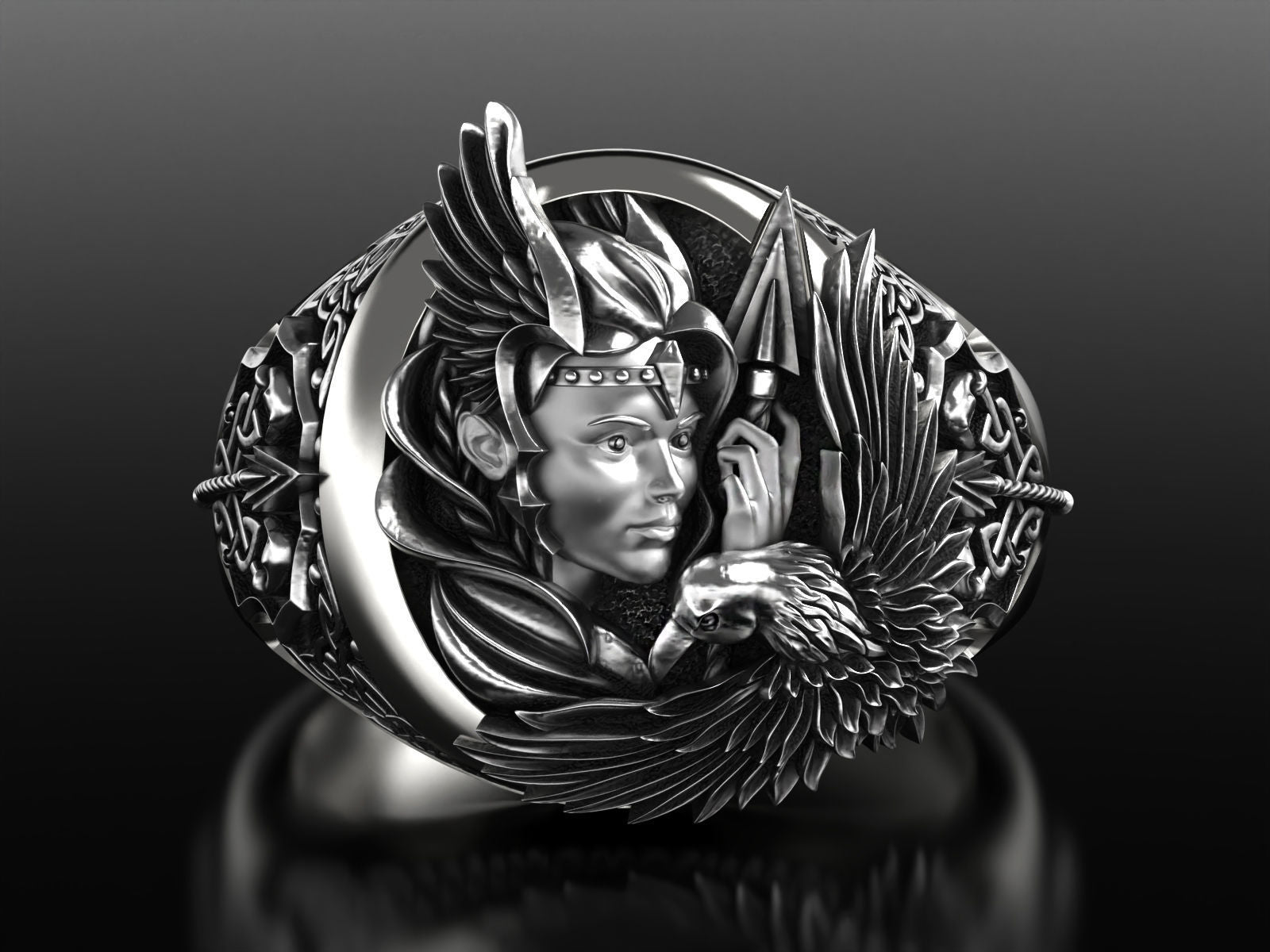 Dazzle Dime 925 Sterling Silver Base 18k Gold Plated Valkyrie Ring A Tribute to the Shieldmaidens of Valhalla - Dazzle Dime