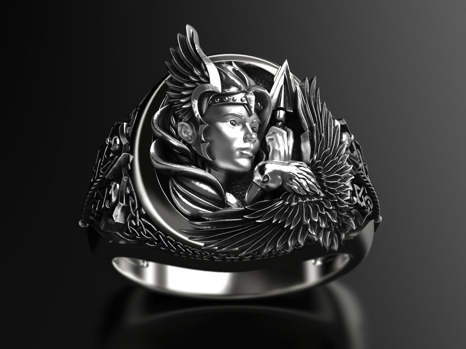 Dazzle Dime 925 Sterling Silver Base 18k Gold Plated Valkyrie Ring A Tribute to the Shieldmaidens of Valhalla - Dazzle Dime