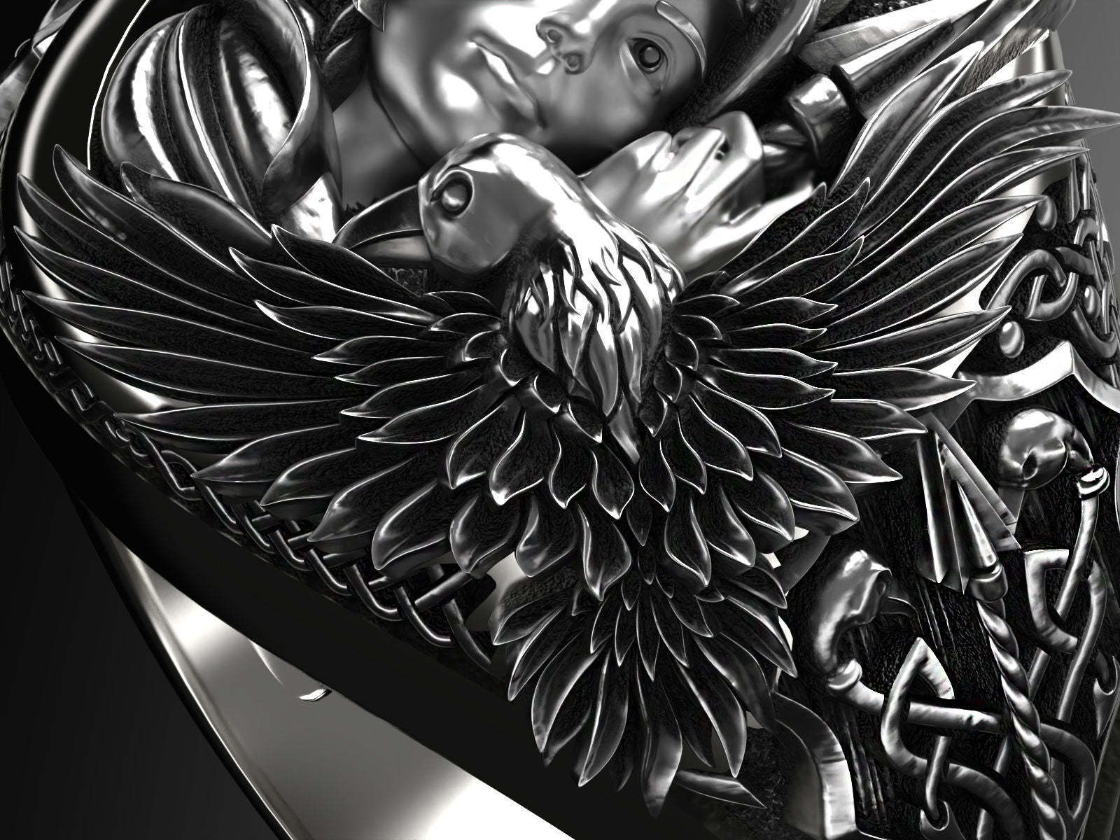 Dazzle Dime 925 Sterling Silver Base 18k Gold Plated Valkyrie Ring A Tribute to the Shieldmaidens of Valhalla - Dazzle Dime