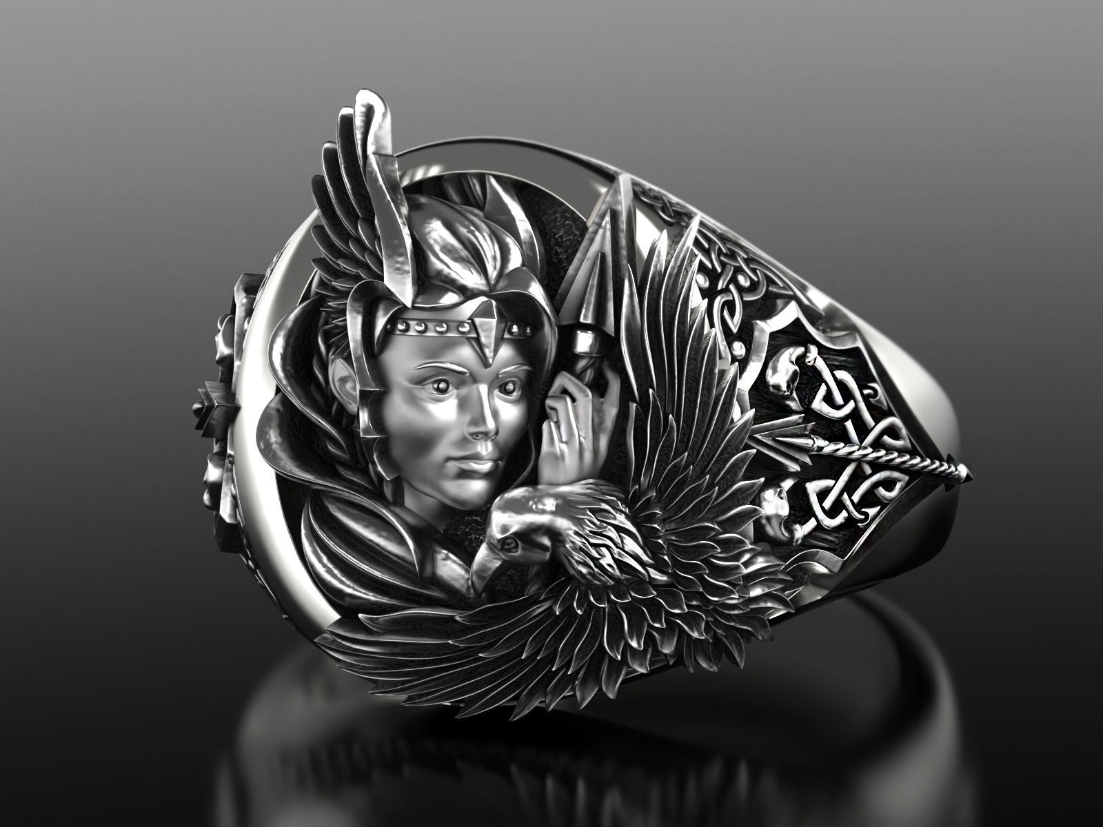 Dazzle Dime 925 Sterling Silver Base 18k Gold Plated Valkyrie Ring A Tribute to the Shieldmaidens of Valhalla - Dazzle Dime