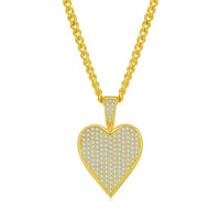 Hip-Hop Men’s Poker Hearts Necklace – 925 Sterling Silver with Moissanite Pendant