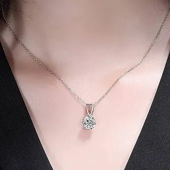 1.0 - 3.0 Carat Moissanite Hollow Heart - Shaped Snowflake Necklace with GRA Cert - Dazzle Dime